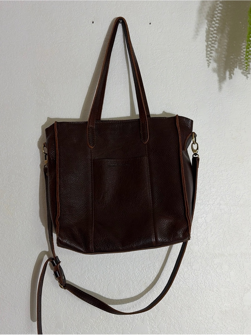 Portland Leather Goods Lola Crossbody 100% Leather Tote Bag Purse Brass Hardware